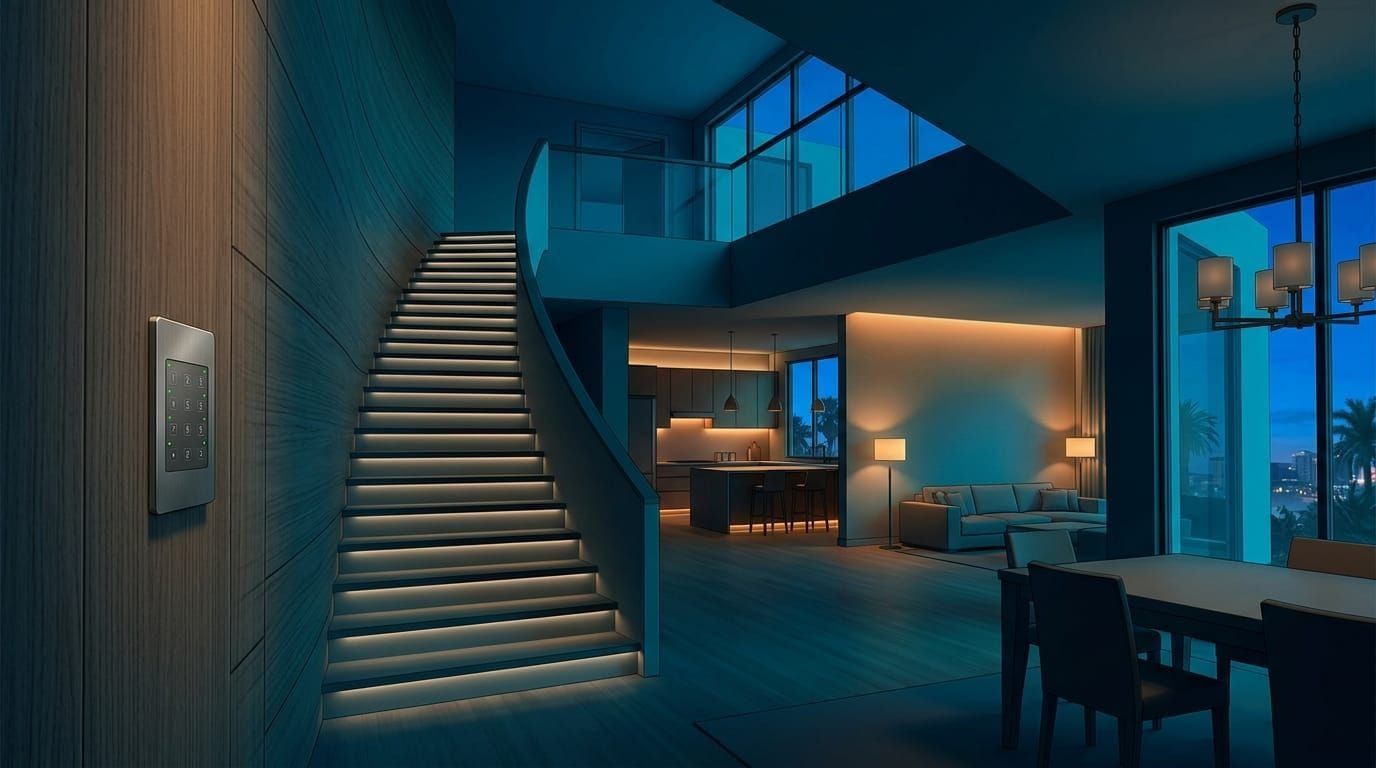 Luxury Houston home with modern smart lighting replacing a failed Vantage Controls Q-Series system
