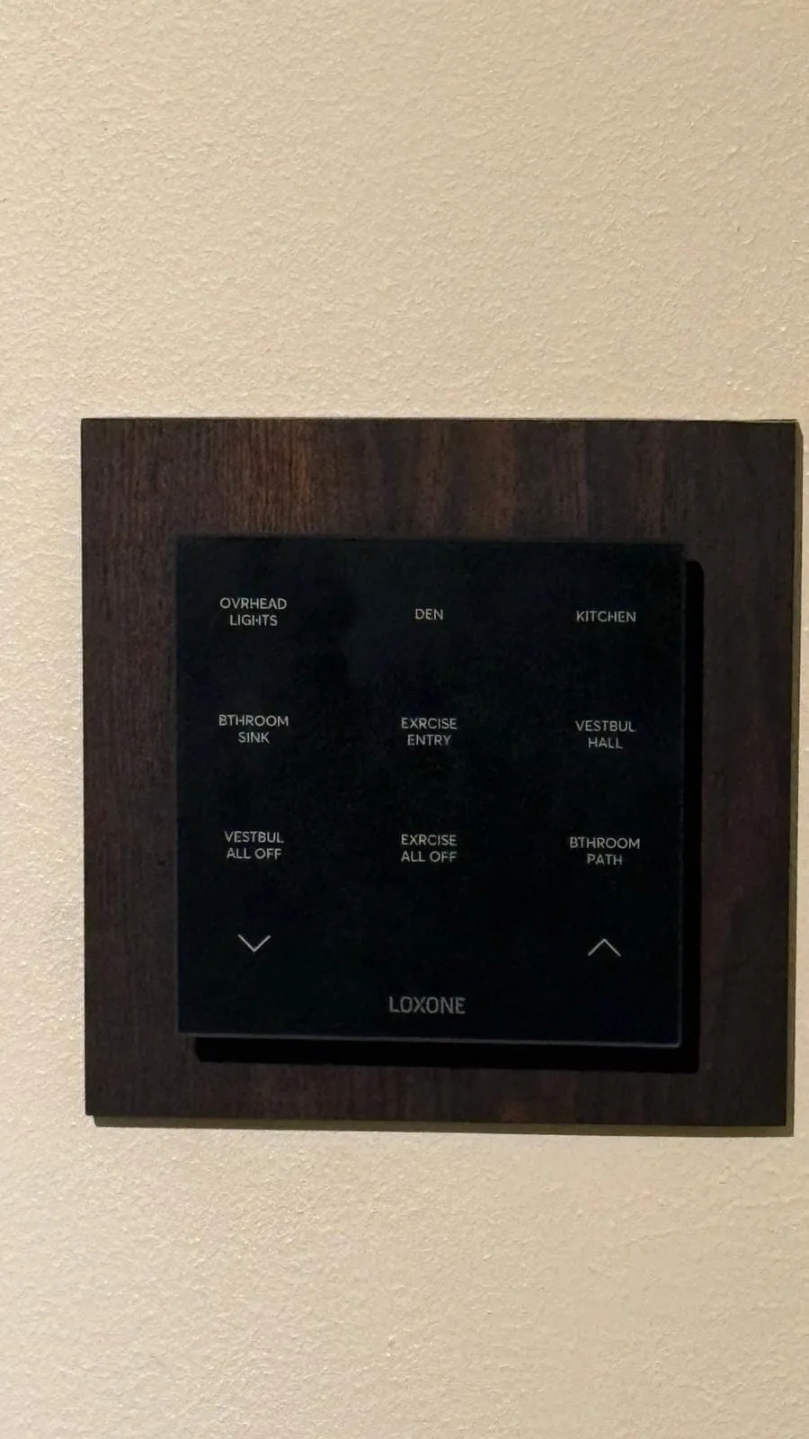 LOXONE Touch Pure keypad with labeled buttons