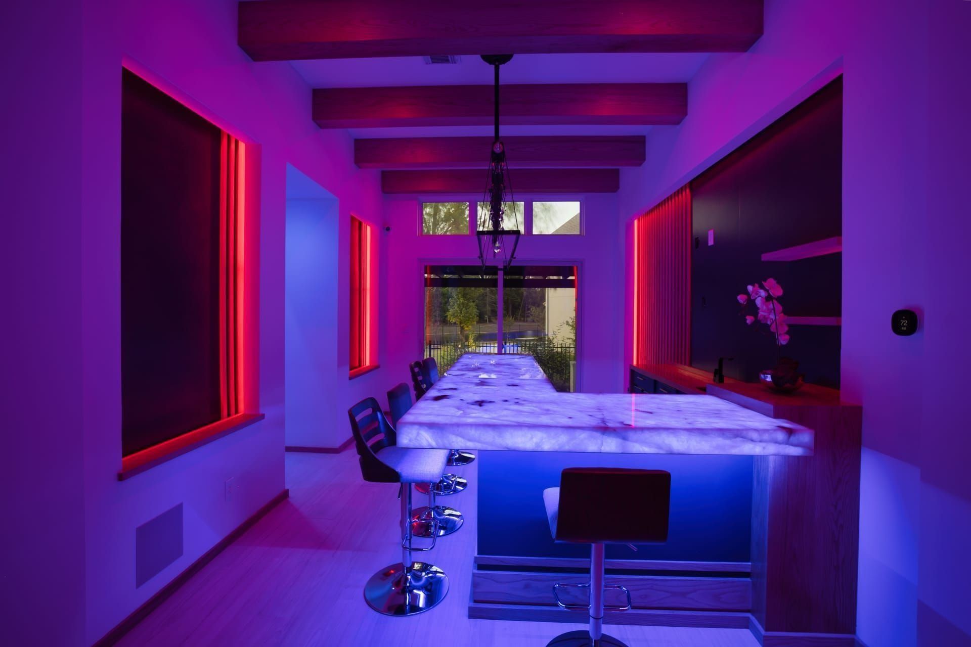 Smart lighting scene in living room