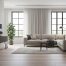 Modern living room with smart home automation features, highlighting integrated lighting and climate control